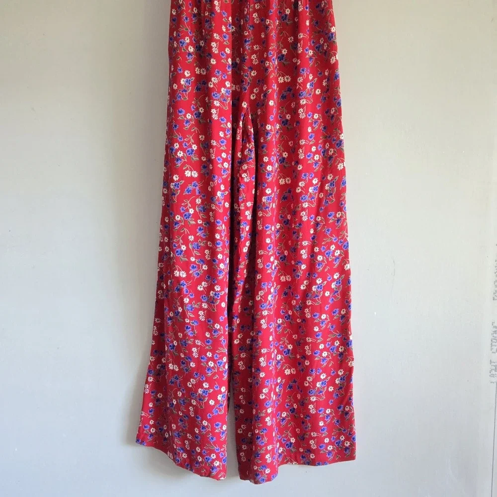 Patrons Of Peace Sz XS Floral Smocked Strapless Wide-Leg Jumpsuit Prairie Travel
